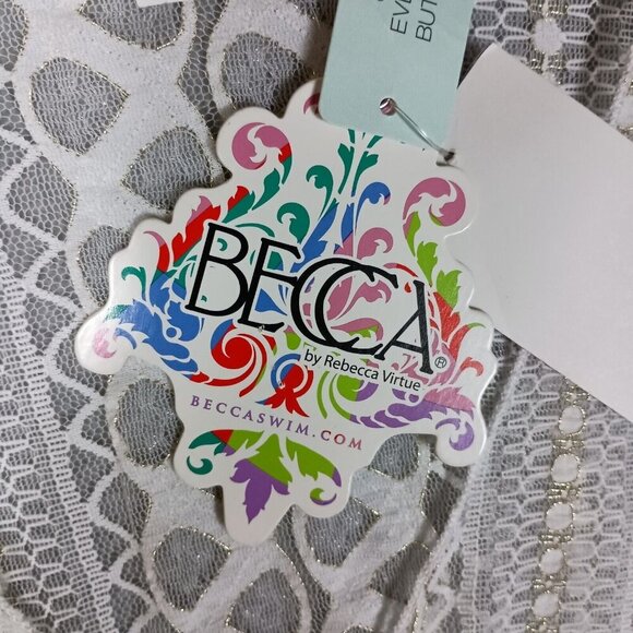 Becca Rebecca Virtue Swim Cover-Up Women XS-S Ivory Gold Tunic Top Lace Boho NWT - Picture 7 of 13